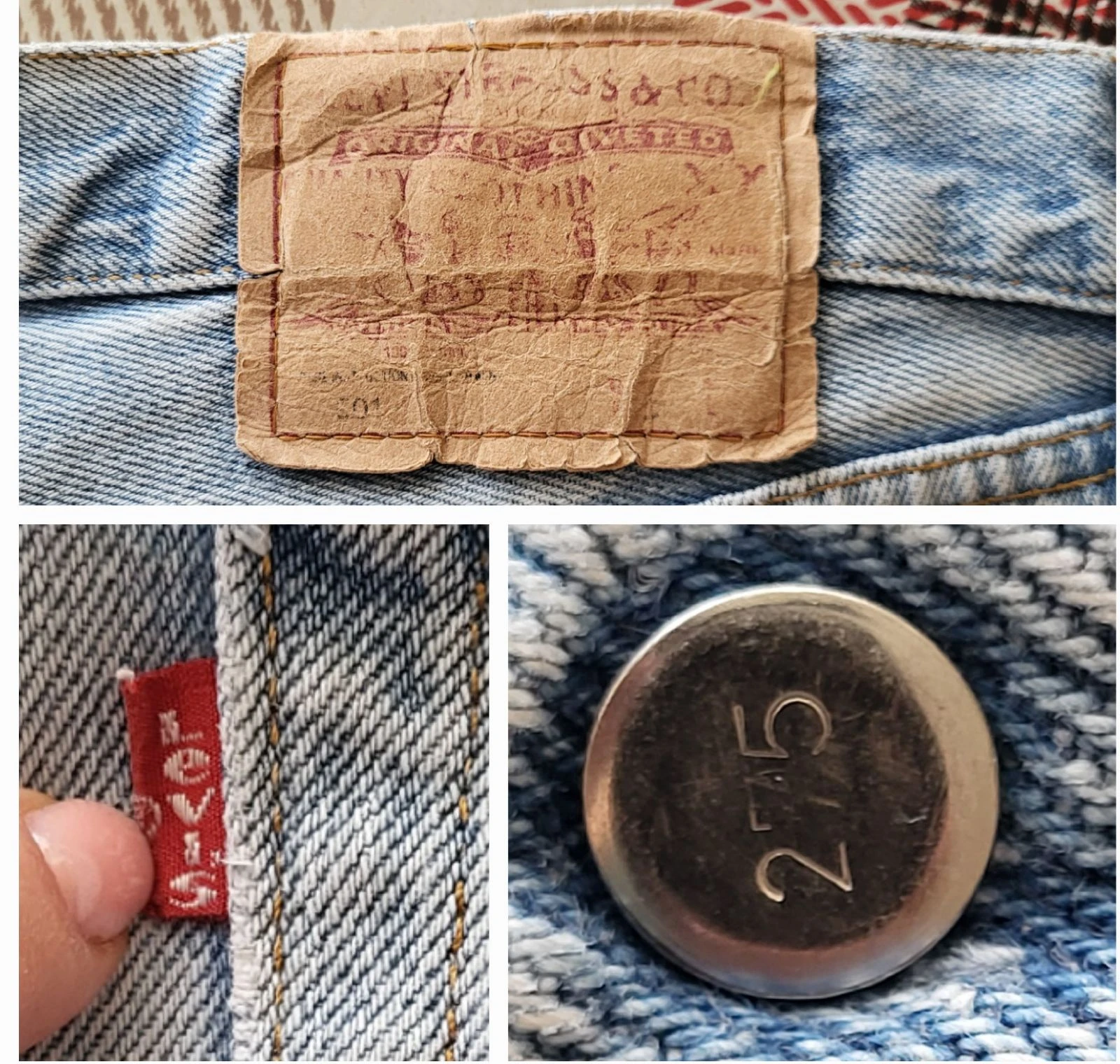 Jeans Levi's 501 TFr40/TUS30 - Azul Claro - Vintage anos 90 - Feito na França - 100% Algodão em OT – photo 7